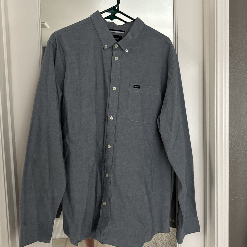 RVCA Grey Casual Button Down Shirt